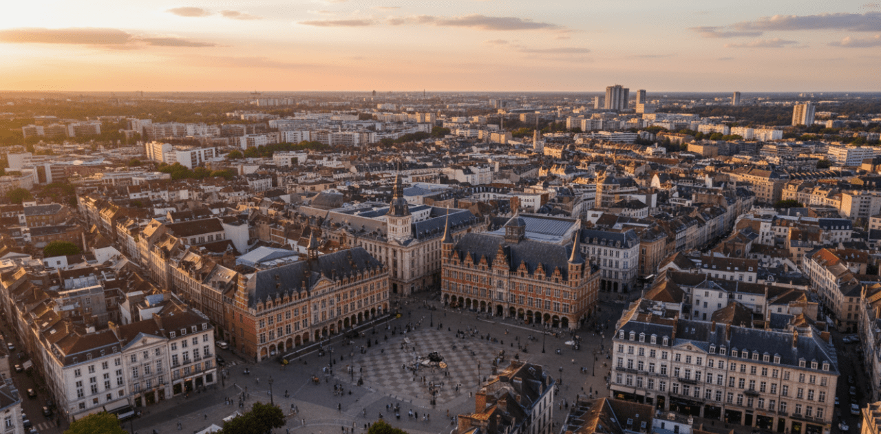 Ville de Lille vue du ciel par drone