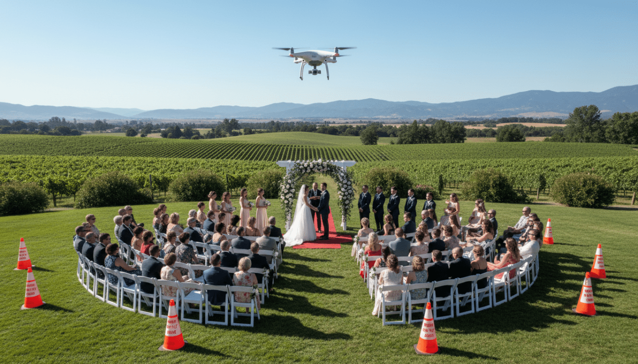 découvrez les règles de sécurité essentielles pour capturer un mariage en drone ainsi que les tarifs pratiqués pour immortaliser vos moments précieux depuis les airs.